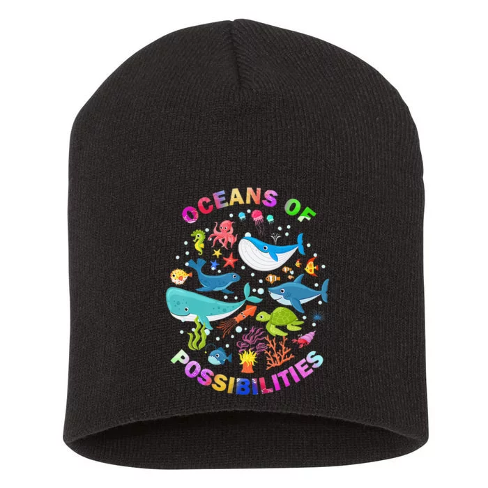 Summer Oceans Of Possibilities Sea Animal Reading Librarian Short Acrylic Beanie