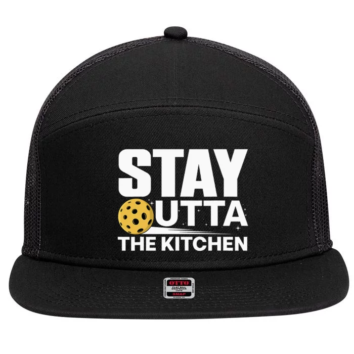 Stay Out Of The Kitchen Play Pickleball Player Coach 7 Panel Mesh Trucker Snapback Hat