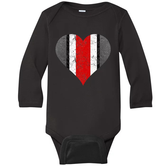 State Of Ohio Pride Striped Distressed Baby Long Sleeve Bodysuit