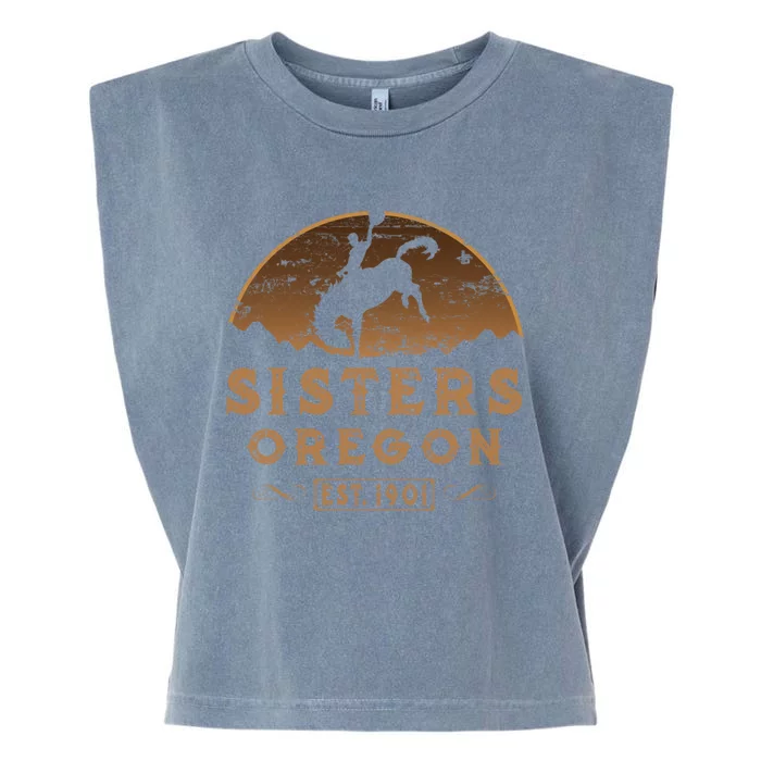 Sisters Oregon Or Wild West Rodeo Cow Gift Garment-Dyed Women's Muscle Tee