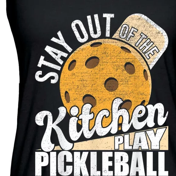 Stay Out Of The Kitchen Play Pickleball Paddleball Lover Ladies Essential Flowy Tank