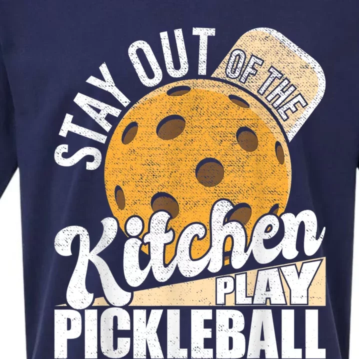 Stay Out Of The Kitchen Play Pickleball Paddleball Lover Sueded Cloud Jersey T-Shirt