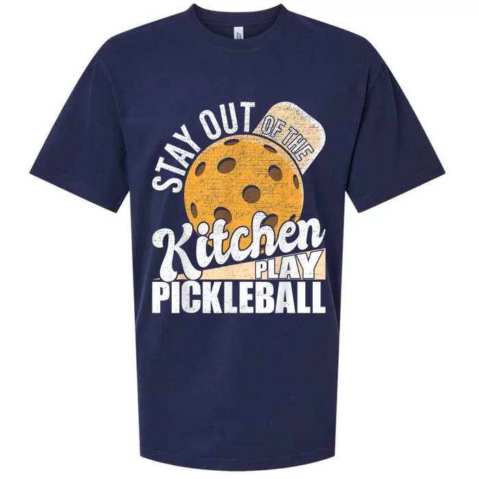 Stay Out Of The Kitchen Play Pickleball Paddleball Lover Sueded Cloud Jersey T-Shirt