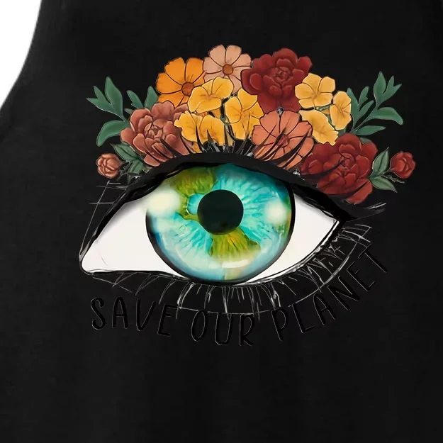 Save Our Planet Earth Day Flower Earth In Eye Matching Group Ladies Tri-Blend Wicking Tank