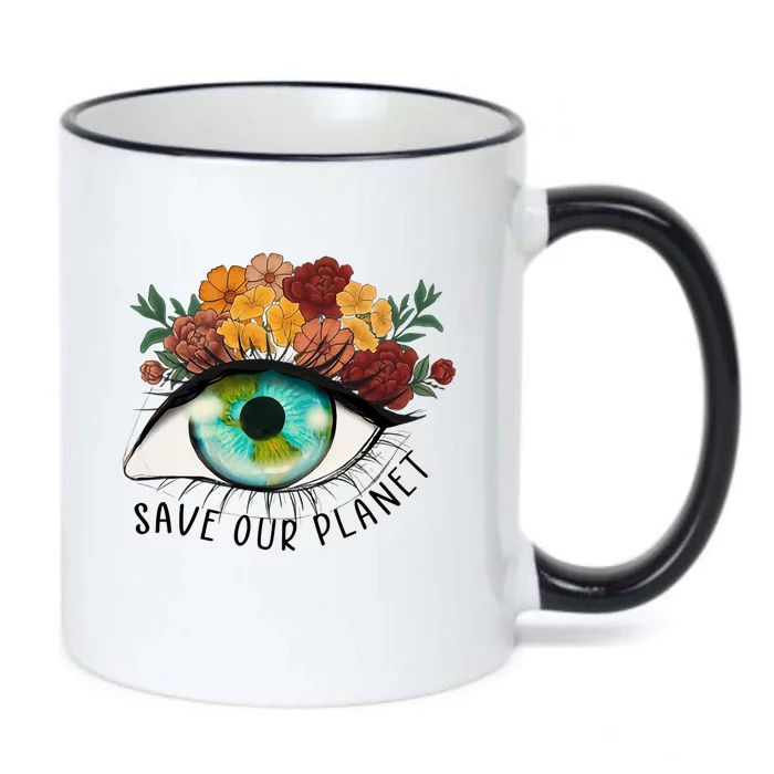 Save Our Planet Earth Day Flower Earth In Eye Matching Group Black Color Changing Mug