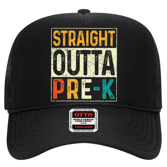 Straight Outta Pre K Preschool Graduation Gifts High Crown Mesh Trucker Hat