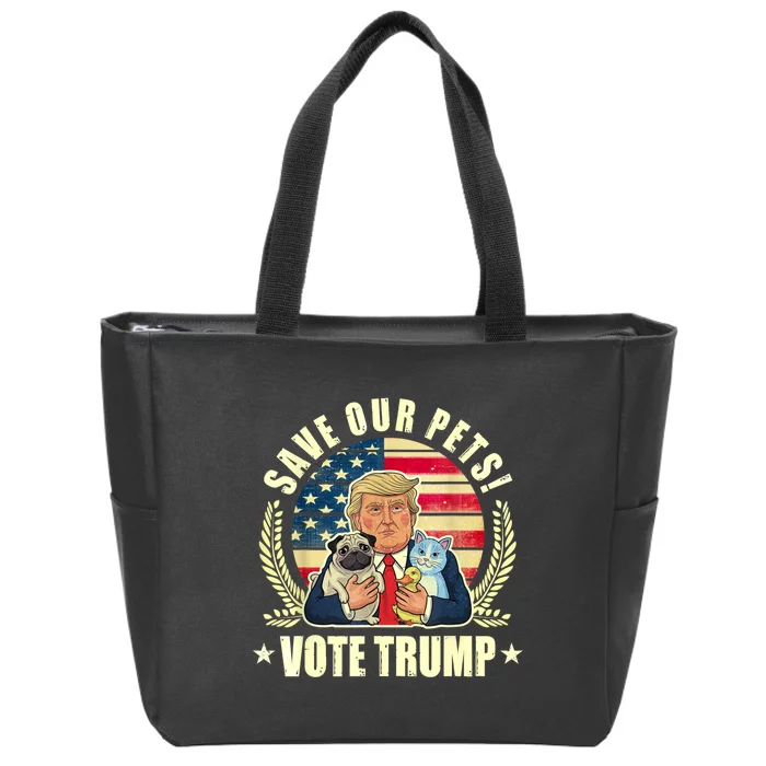 Save Our Pets Vote For Trump 2024 Trump Vance 2024 Election Zip Tote Bag