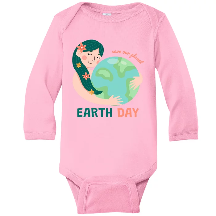 Save Our Planet Mother Earth Cute Baby Long Sleeve Bodysuit