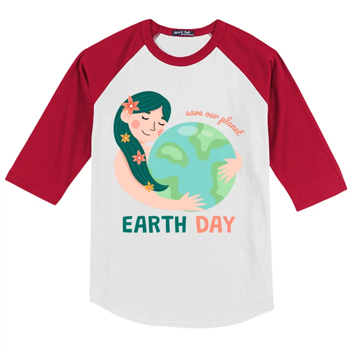 Save Our Planet Mother Earth Cute Kids Colorblock Raglan Jersey