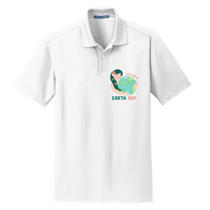 Save Our Planet Mother Earth Cute Dry Zone Grid Performance Polo