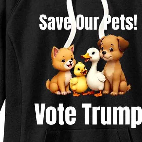 Save Our Pets Vote Trump Funny Political Women's Fleece Hoodie