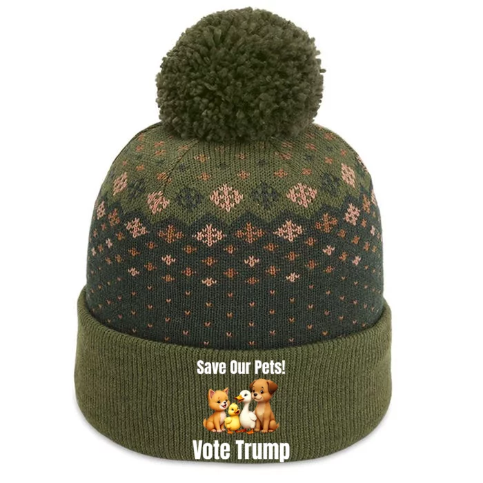 Save Our Pets Vote Trump Funny Political The Baniff Cuffed Pom Beanie