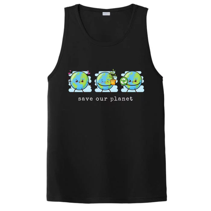 Save Our Planet Earth Day Awareness Cute Performance Tank