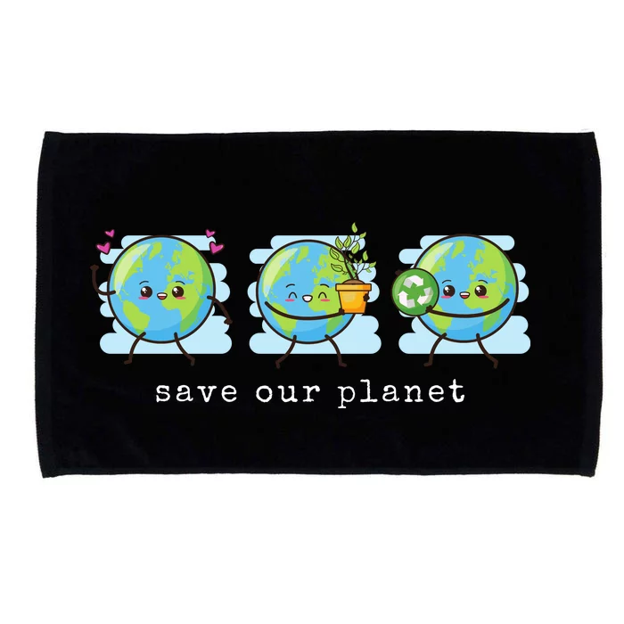 Save Our Planet Earth Day Awareness Cute Microfiber Hand Towel