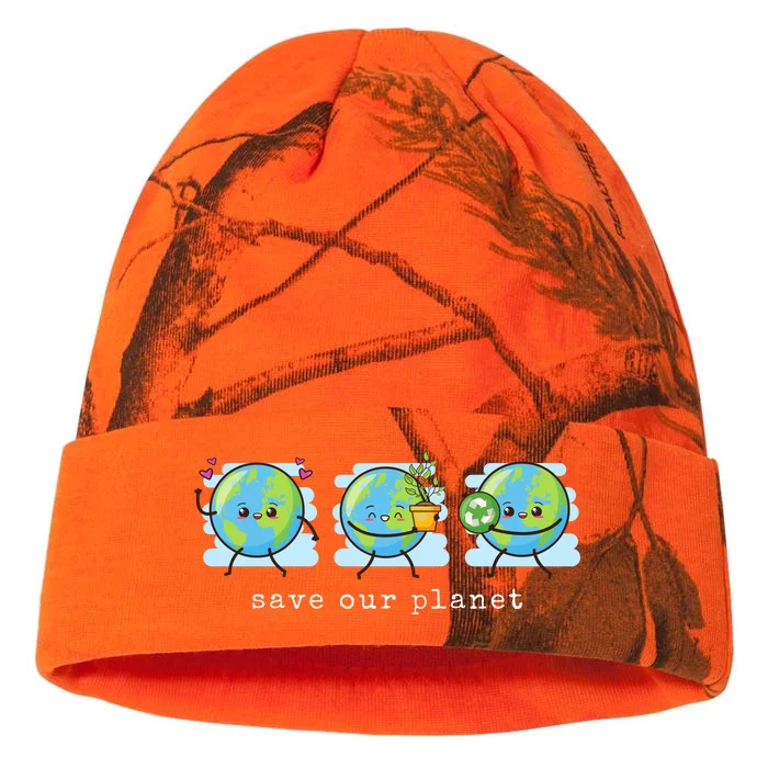 Save Our Planet Earth Day Awareness Cute Kati - 12in Camo Beanie