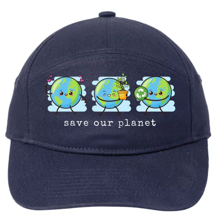 Save Our Planet Earth Day Awareness Cute 7-Panel Snapback Hat