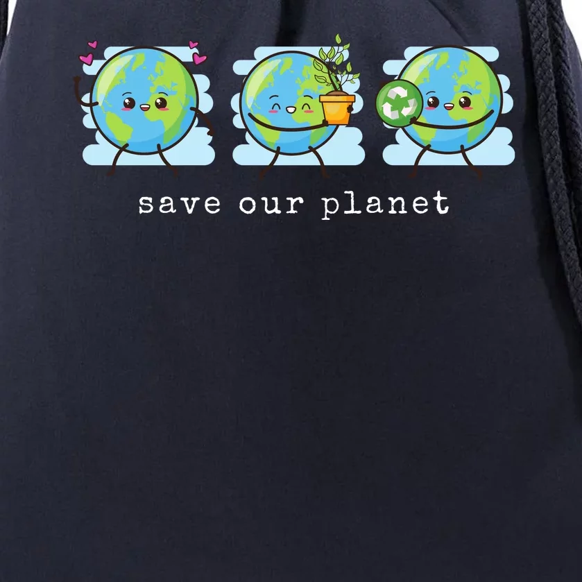 Save Our Planet Earth Day Awareness Cute Drawstring Bag