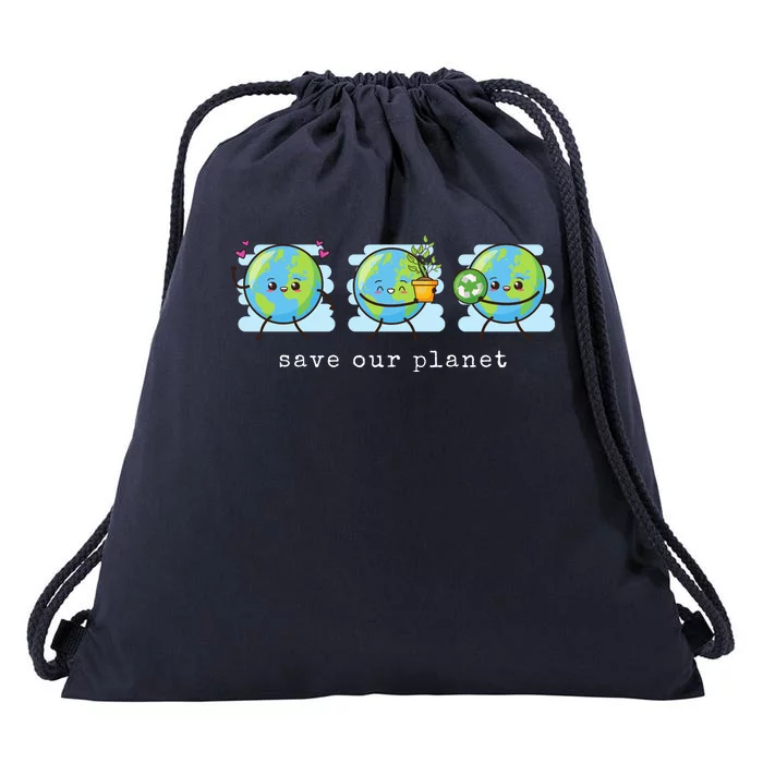 Save Our Planet Earth Day Awareness Cute Drawstring Bag