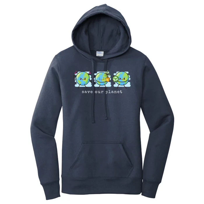 Save Our Planet Earth Day Awareness Cute Women's Pullover Hoodie