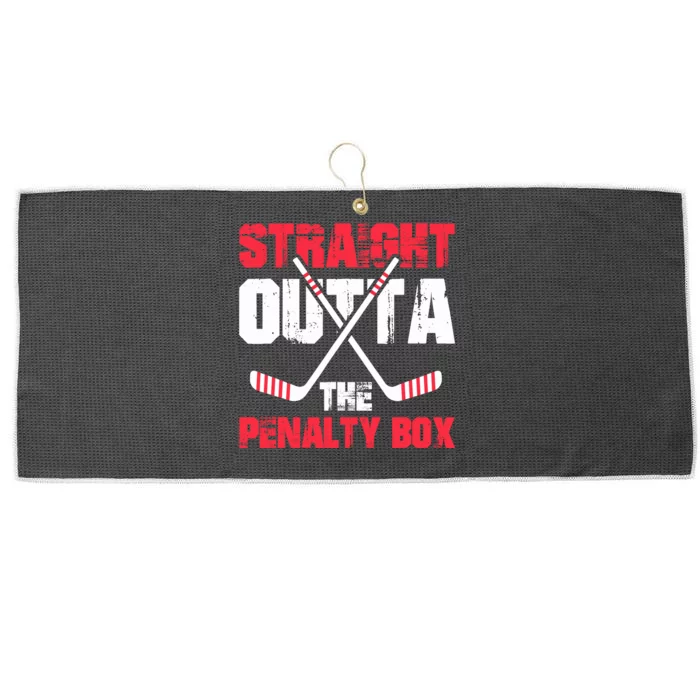 Straight Outta Penalty Box | Ice Hockey Player Large Microfiber Waffle Golf Towel