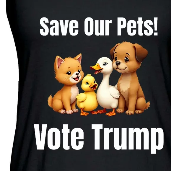 Save Our Pets Vote Trump Funny Political Ladies Essential Flowy Tank