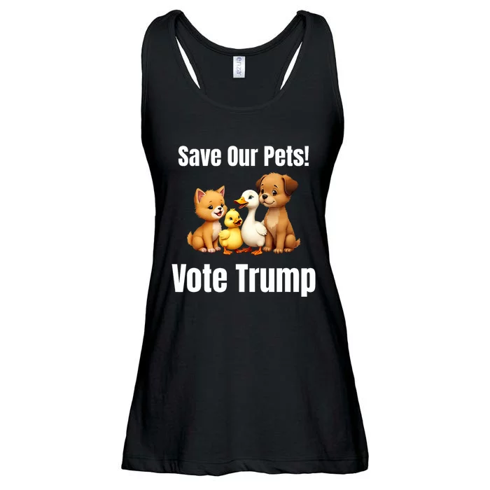 Save Our Pets Vote Trump Funny Political Ladies Essential Flowy Tank