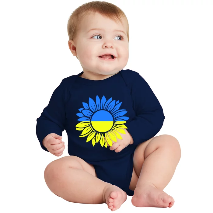 Sunflower Of Peace Ukraine Strong Vyshyvanka Baby Long Sleeve Bodysuit