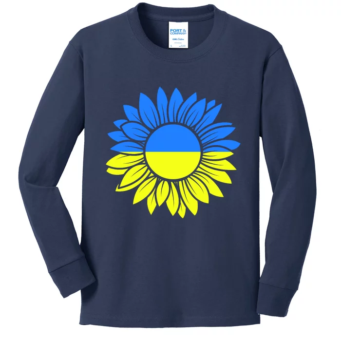 Sunflower Of Peace Ukraine Strong Vyshyvanka Kids Long Sleeve Shirt