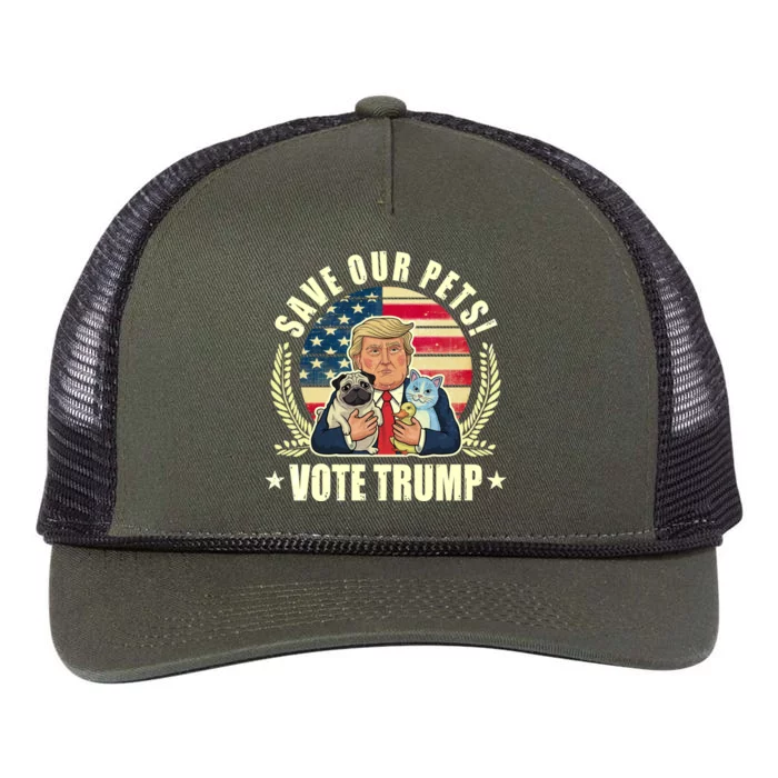 Save Our Pets Vote For Trump 2024 Trump Vance 2024 Election Gift Retro Rope Trucker Hat Cap