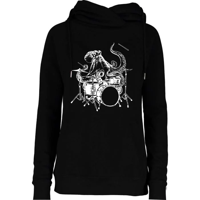 SEEMBO Octopus Playing Drums Drummer Drumming Musician Band Womens Funnel Neck Pullover Hood