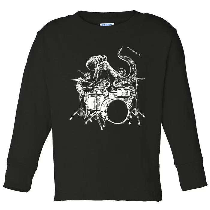 SEEMBO Octopus Playing Drums Drummer Drumming Musician Band Toddler Long Sleeve Shirt