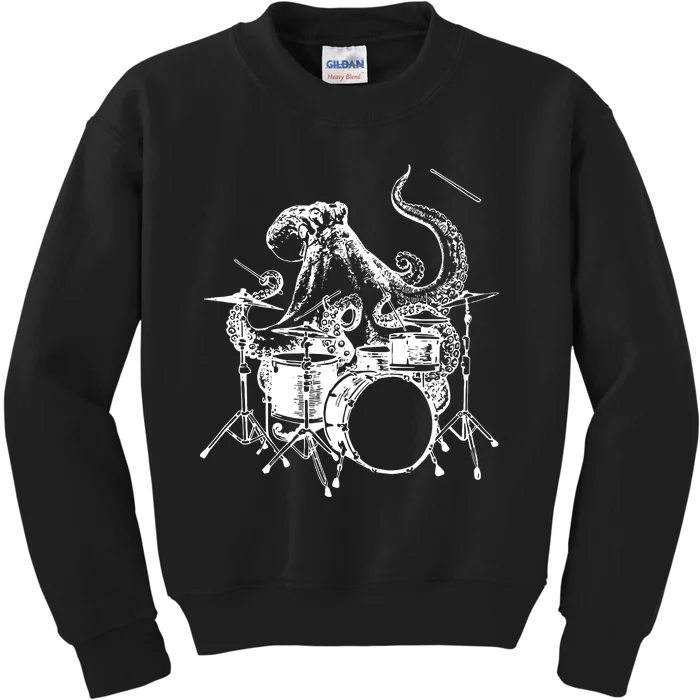 SEEMBO Octopus Playing Drums Drummer Drumming Musician Band Kids Sweatshirt