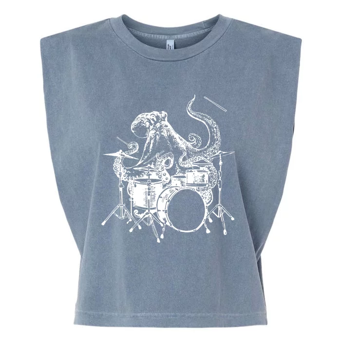 SEEMBO Octopus Playing Drums Drummer Drumming Musician Band Garment-Dyed Women's Muscle Tee