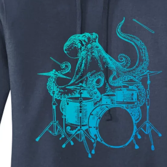 Seembo Octopus Playing Drums Drummer Drumming Musician Band Cute Gift Women's Pullover Hoodie