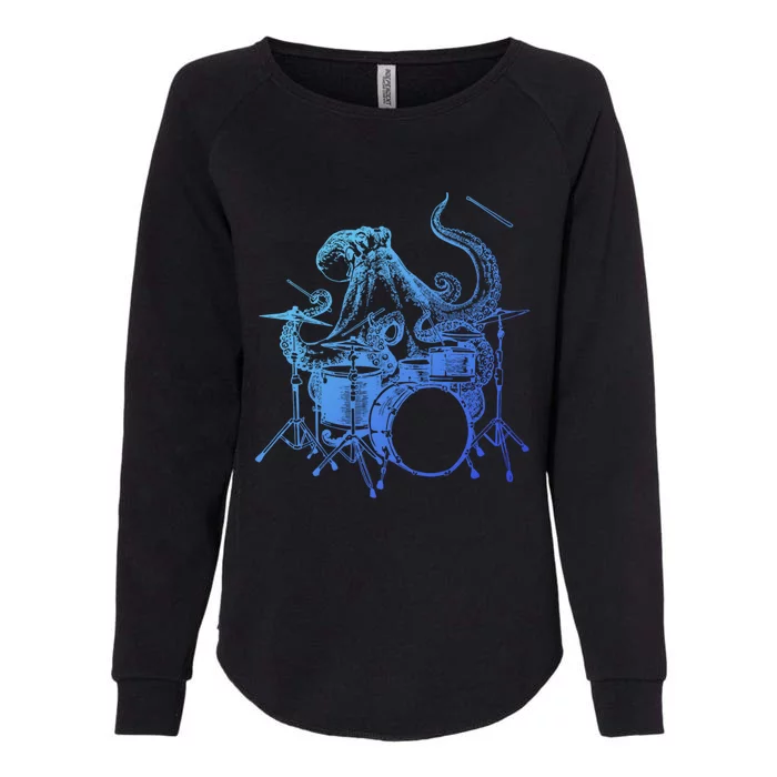 Seembo Octopus Playing Drums Drummer Drumming Musician Band Cute Gift Womens California Wash Sweatshirt