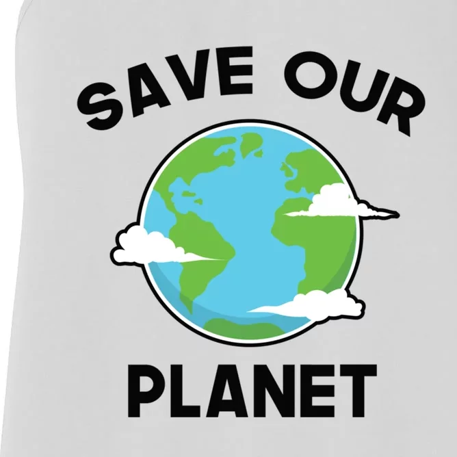 Save Our Planet Earth Day 2019 Mother Earth Globe Gift Women's Racerback Tank