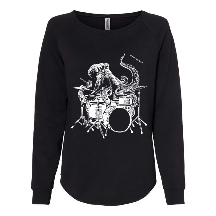 Seembo Octopus Playing Drums Drummer Drumming Musician Band Gift Womens California Wash Sweatshirt