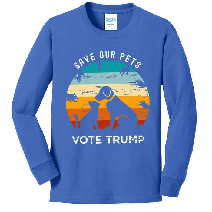 Save Our Pet Vote Trump 2024 Kids Long Sleeve Shirt