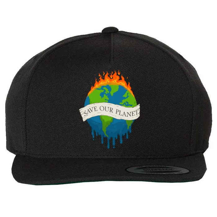 Save Our Planet Save Our Home Earth Day Gift Wool Snapback Cap