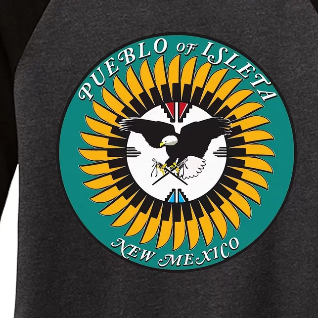 Seal Of Pueblo Of Isleta Indian Reservation Women's Tri-Blend 3/4-Sleeve Raglan Shirt