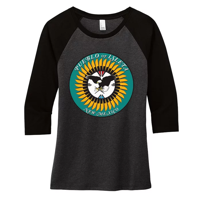 Seal Of Pueblo Of Isleta Indian Reservation Women's Tri-Blend 3/4-Sleeve Raglan Shirt