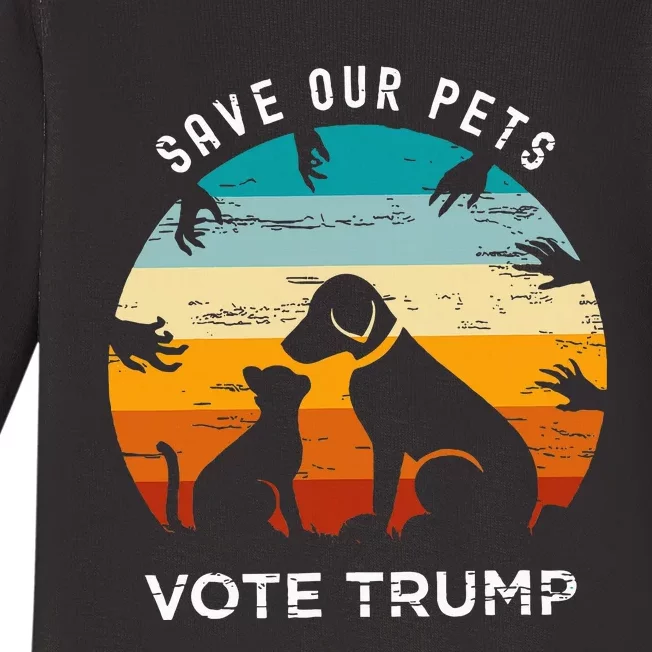 Save Our Pet Vote Trump 2024 Baby Long Sleeve Bodysuit