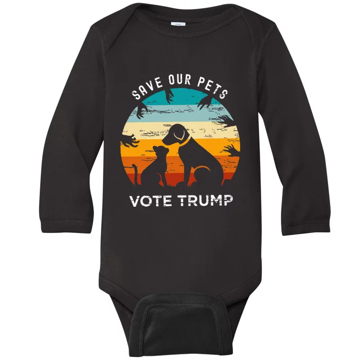 Save Our Pet Vote Trump 2024 Baby Long Sleeve Bodysuit