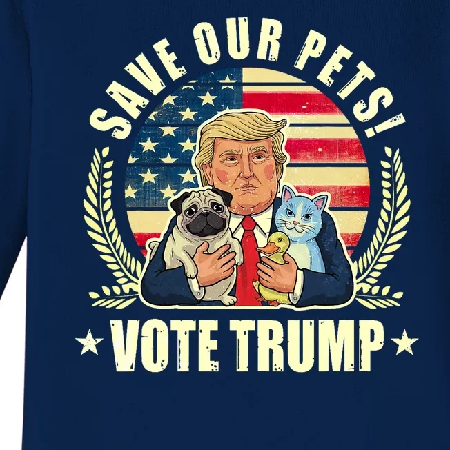 Save Our Pets Vote For Trump 2024 Trump Vance 2024 Election Baby Long Sleeve Bodysuit