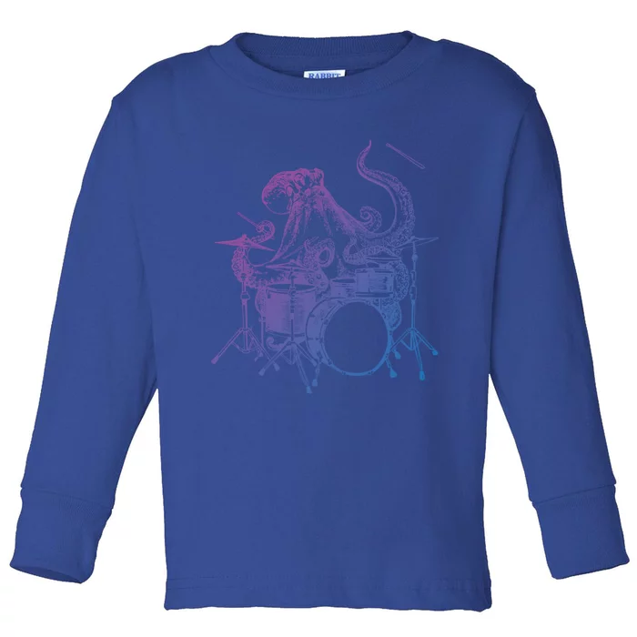 Seembo Octopus Playing Drums Drummer Drumming Musician Band Cute Gift Toddler Long Sleeve Shirt