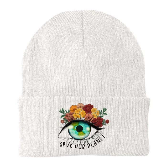 Save Our Planet Floral Eyes Art Earth Day Knit Cap Winter Beanie