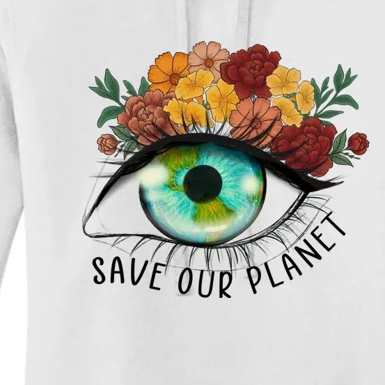 Save Our Planet Floral Eyes Art Earth Day Women's Pullover Hoodie