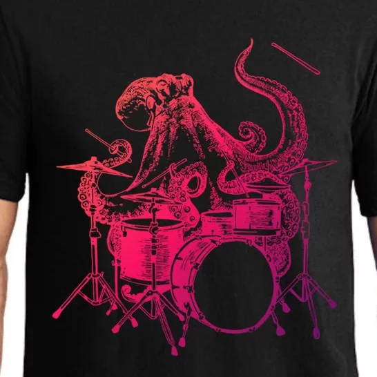 Seembo Octopus Playing Drums Drummer Drumming Musician Band Cute Gift Pajama Set