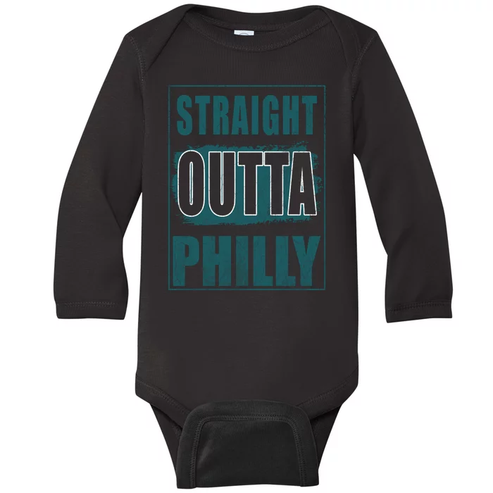 Straight Outta Philly Philadelphia Football Fans Baby Long Sleeve Bodysuit