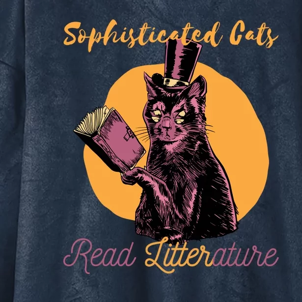 Sophisticated Cats Read Litterature Hooded Wearable Blanket